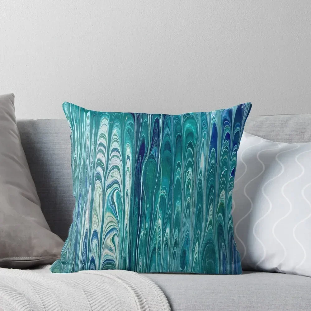 

Blue and Green Abstract Pour Art Throw Pillow Ornamental Pillow Decorative Cushions Pillow Decor Custom Cushion Photo