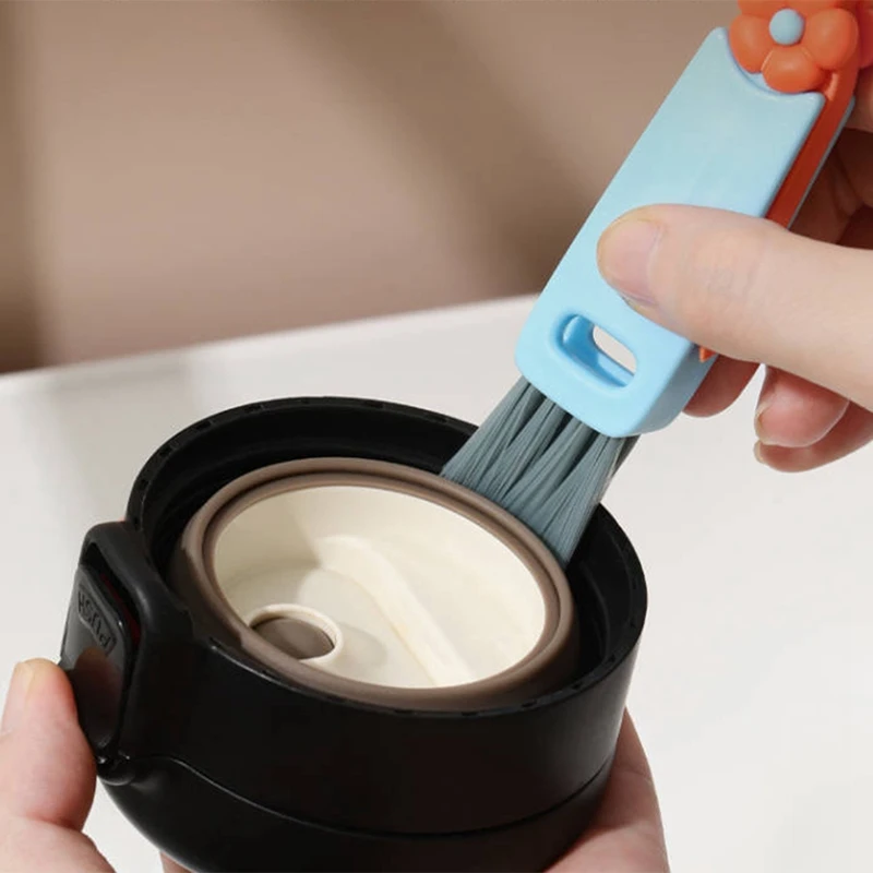 Cup Lid Cleaning Brush - Portable Crevice Cleaning Brush For Bottle Lid Gaps - 2 PC Cute Flower Multi Functional Cleaner Durable