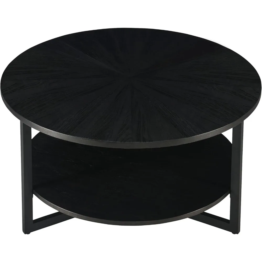 33,5 круглый деревянный журнальный столик, двухуровневый круглый журнальный столик с местом для хранения вещей для гостиной, современный стиль середины века