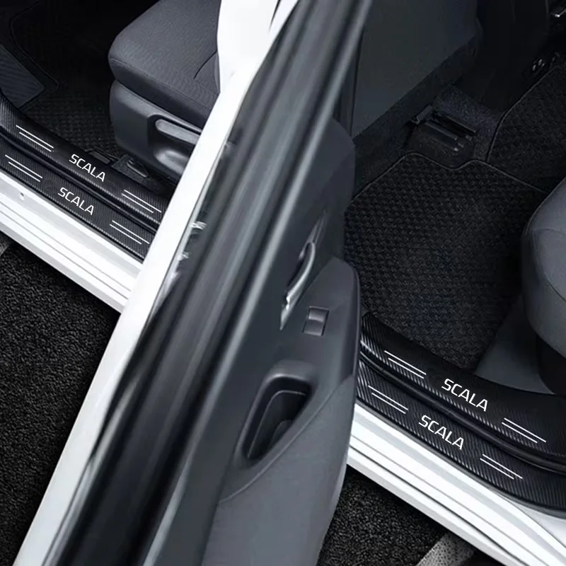 for Skoda SCALA Carbon Fiber Car Door Sill Protector Vehicle Door Entry Guard Sticky Protection Threshold Set Car Door Accessory