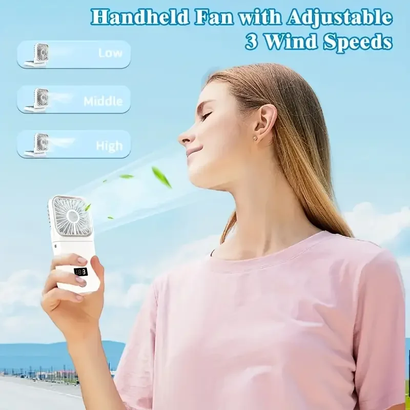 USB Rechargeable Portable Mini-Neck Fan, Suitable for Outdoor, Dormitory, Office and Travel, with Three Adjustable Wind Speeds.
