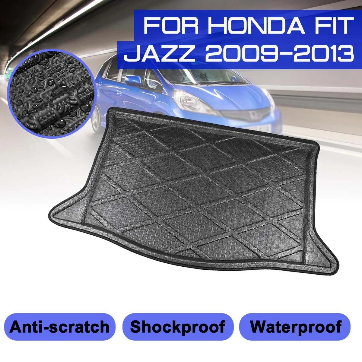 For Honda FIT JAZZ 2009 2010 2011 2012 2013 Car Floor Mat Carpet Rear Trunk Anti-mud Cover