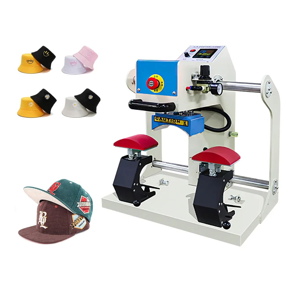 For Semi-automatic Pneumatic Duplex Thermal Transfer Cap Drilling Press Stamping Machine Electric 220V Flatbed Printer Automatic