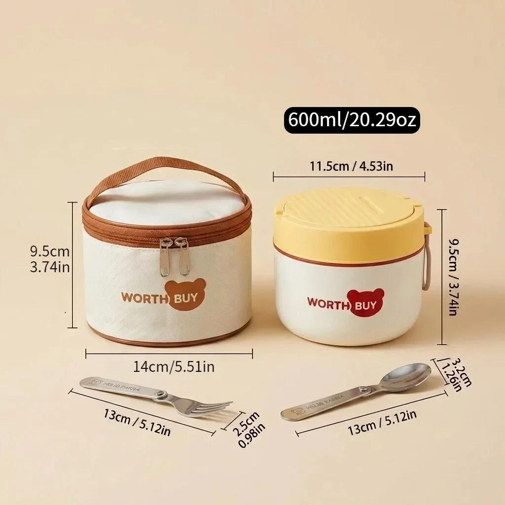 Lekvrije, thermische lunchbox van 304 roestvrij staal, inclusief bestek, geschikt voor gebruik in de magnetron, stapelbare voedselcontainer, voor kinderen en volwassenen.