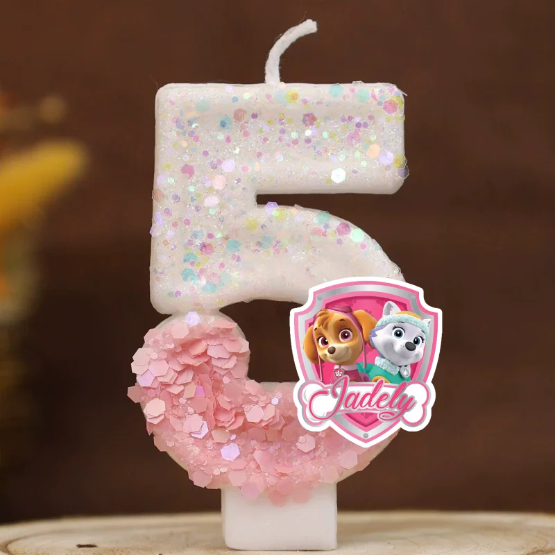 Cartoon Paw Patrol Thema Kerze 0-9 Nummer Geburtstag Kuchen Jahrestag Party Baby Dusche Kerzen Szene Dekoration Lieferungen – Detail 5
