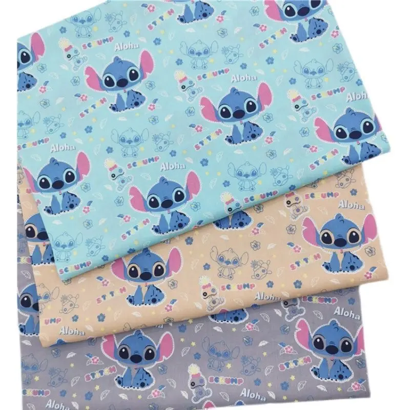 Width 160cm Disney Stitch Cotton Fabric Per Half Meter For Sewing Patchwork Children Clothes Bedding Quilting Material