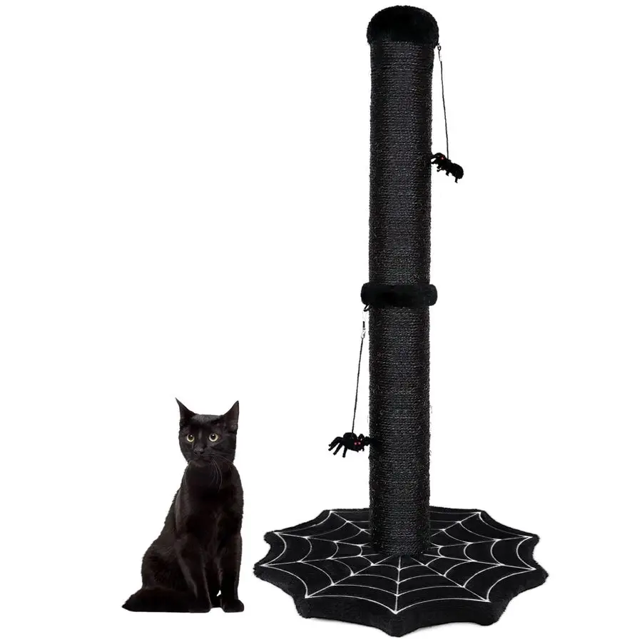 

Когтеточка для кошек с подвесными игрушками-пауками для домашних кошек, Хэллоуинская пугающая когтеточка, игровой центр для кошек, Готический кошачий центр активностей