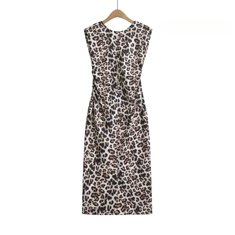 Vestido con estampado de leopardo y recortes, vestido de graduación, batas Midi a media pantorrilla, vestidos Vintage elegantes, vestido de noche de lujo 2024