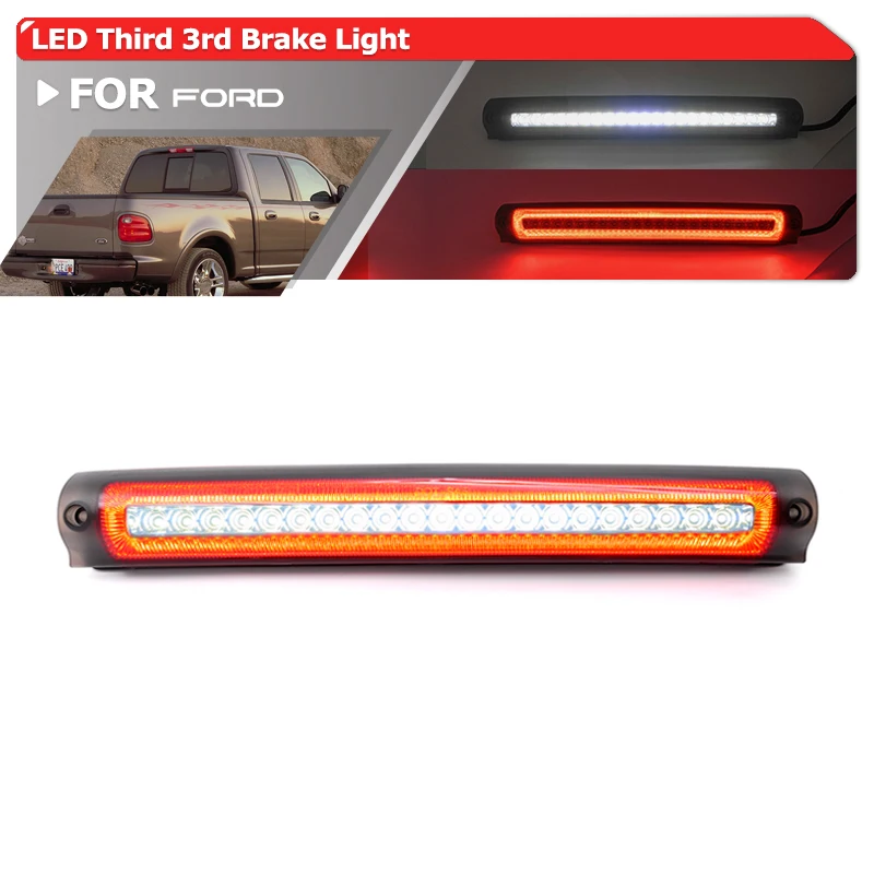 Smoked Lens Red Led High-Mount Brake Light White Car Roof Lamp For Ford F-150 97-07 Excursion 00-05 F-250 98-99