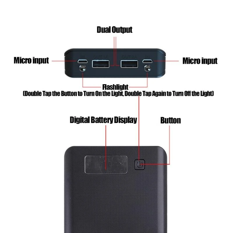 K32C 6x18650 for Case External Battery Storage Box for Shell For Charging Phone Portable Battery fo