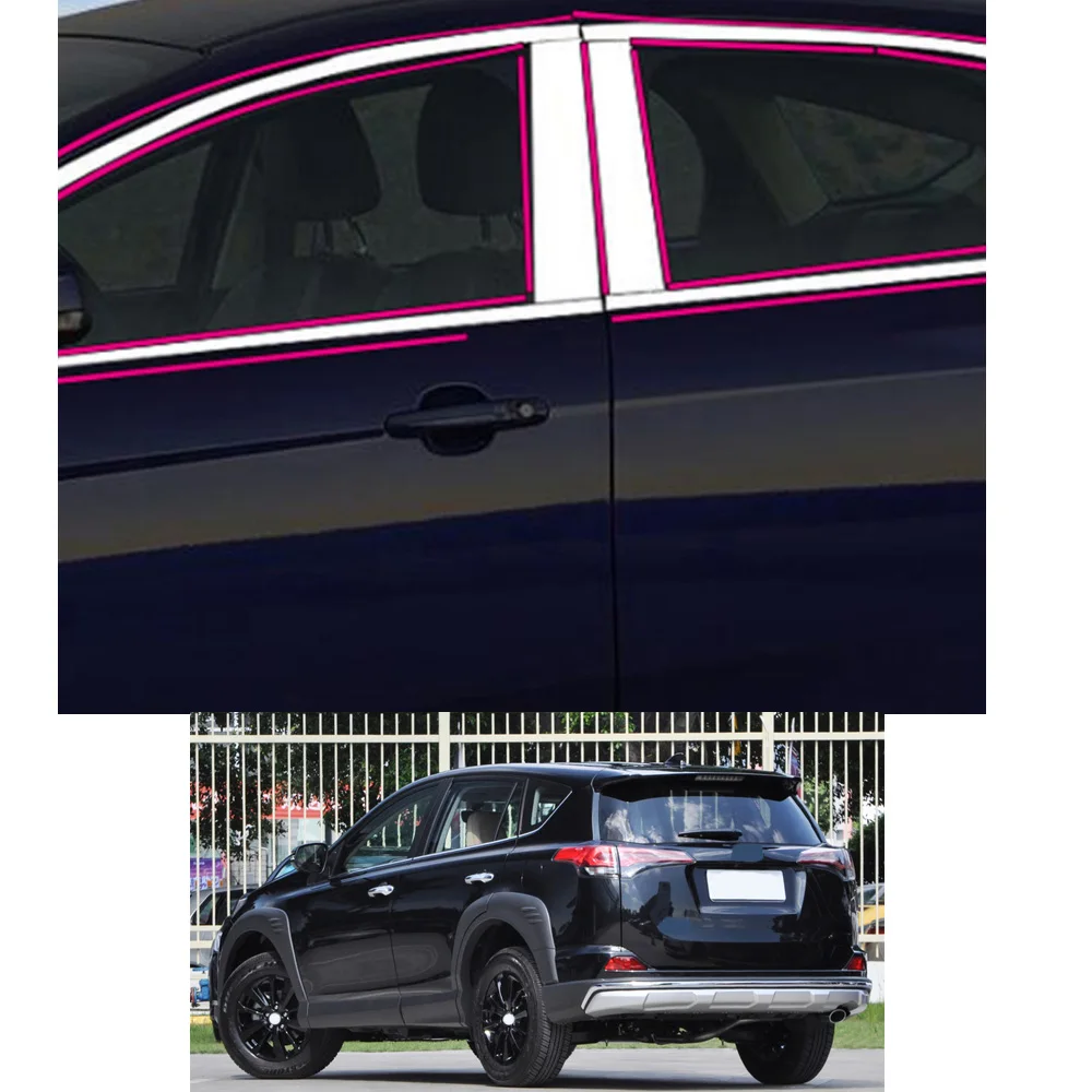 

For Toyota Rav4 2014 2015 2016 2017 2018 Car Sticker Garnish Pillar Window Middle Strip Trim Frame Hoods Parts