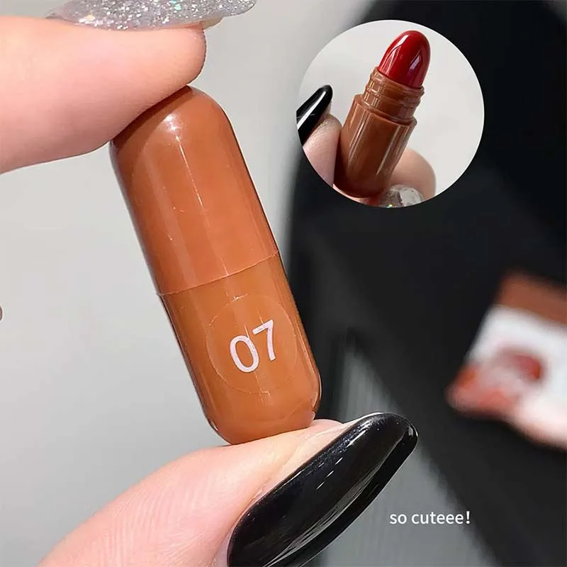 10-Color Capsule Lipstick Set Featuring Naturally Long-Lasting Mini Matte Lipsticks And Lip Gloss,Long-lasting makeup