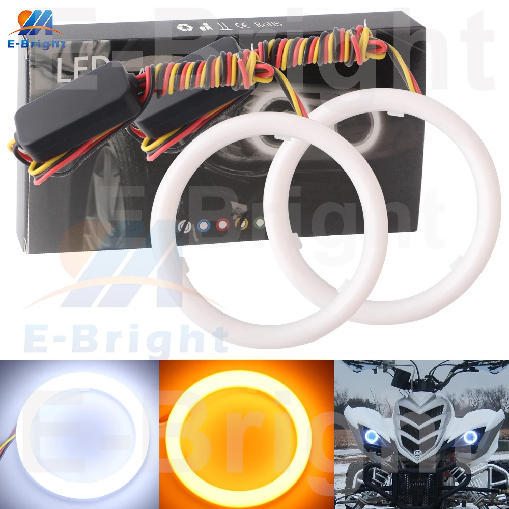 2PCS 24V 12V Angel Eyes Halo Rings 4014 LED Cars Headlight DRL Driving Light White Amber 60 70 80MM 90MM 95MM 100MM 110MM 120MM