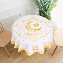 Ramadan Kareem Eid mubarak Polyester Round Tablecloth Ramadan Decor For Home 2025 Islamic Muslim Party Supplies EID Al  Adha