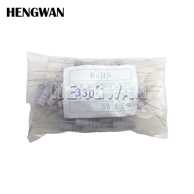 

50pcs 5W Metal oxide film Resistor 5% 1R - 10M 100R 220R 330R 1K 2.2K 3.3K 4.7K 10K 22K 47K 100K 1M 100 220 330 ohm Carbon Film