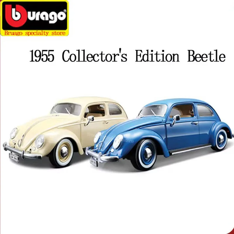 Bruago 1:18 1955 Collector\'S Edition Beetle White Car Model Metal Alloy Static Simulation Car Model Decoration Boys Car Toy