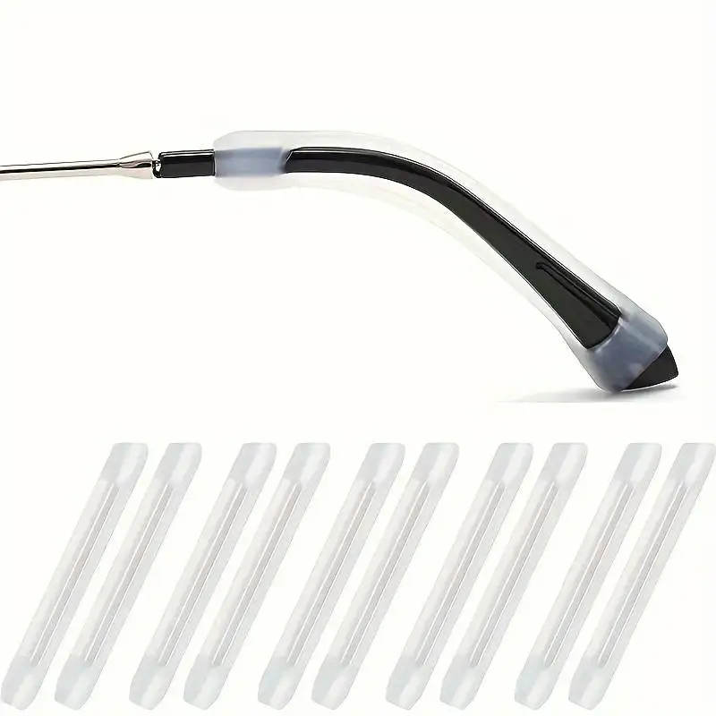 8/14 pcs Silicone Eyeglass Anti-Slip Covers with Wood Inlay, Glasses Ear Hooks & Retainers, Random Color