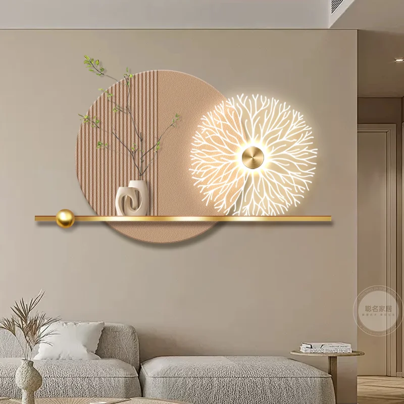 Cream style living room decoration painting, minimalist abstract sandstone dining room luminous mural