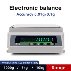 High Precision Professional Electronic Balance Scale LCD Display Analytical Balance 1Kg 0.01g/10Kg 0.1g/5Kg 0.01g EU Plug