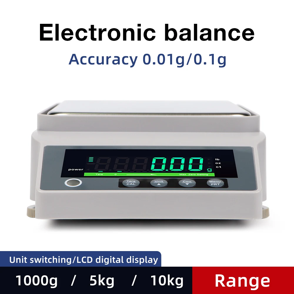 High Precision Professional Electronic Balance Scale LCD Display Analytical Balance 1Kg 0.01g/10Kg 0.1g/5Kg 0.01g