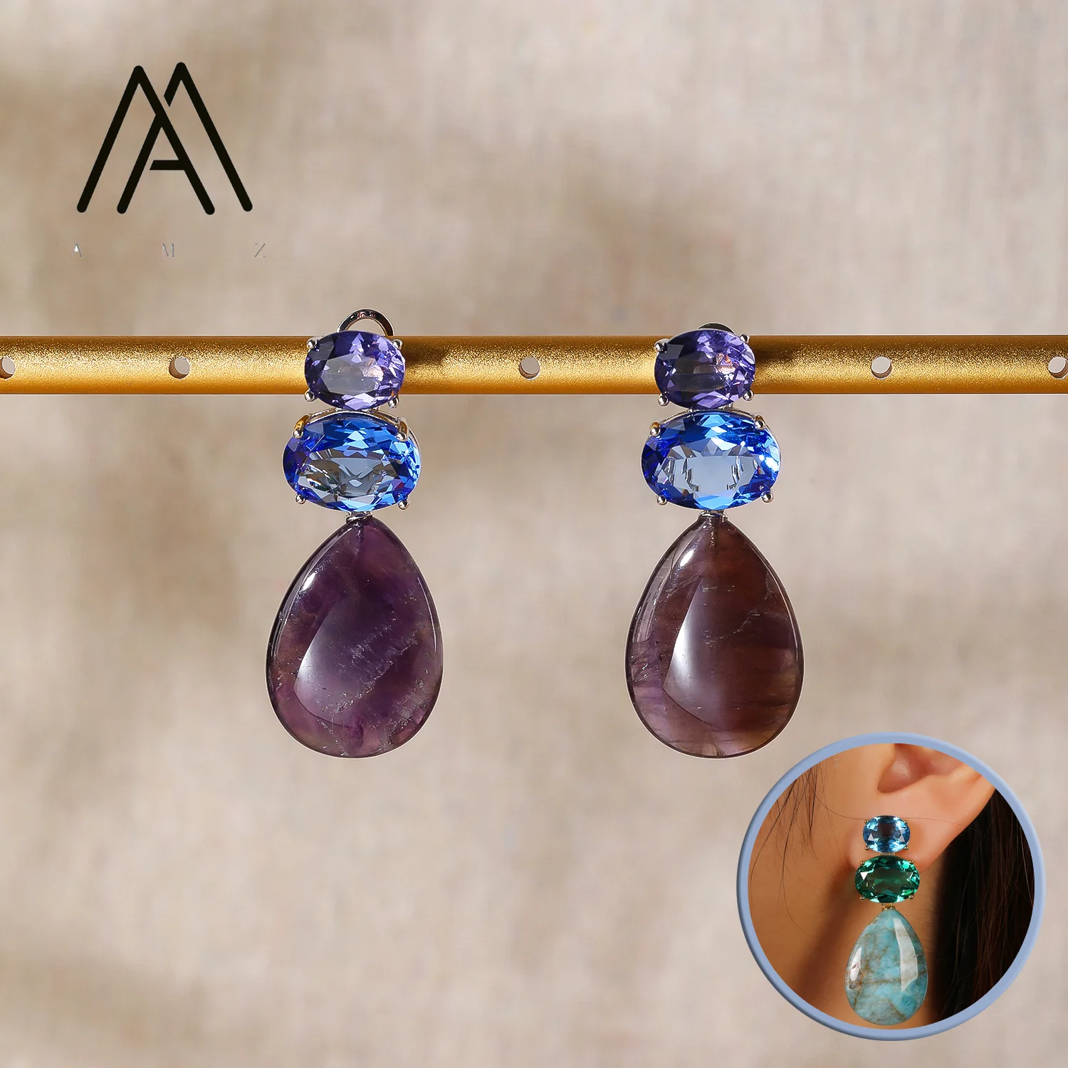 

Natural Gemstone Womens Earrings Water Drop Shaped Elegant Fashionable Jewelry Daily Party Wearing Earrings Wedding Earrings