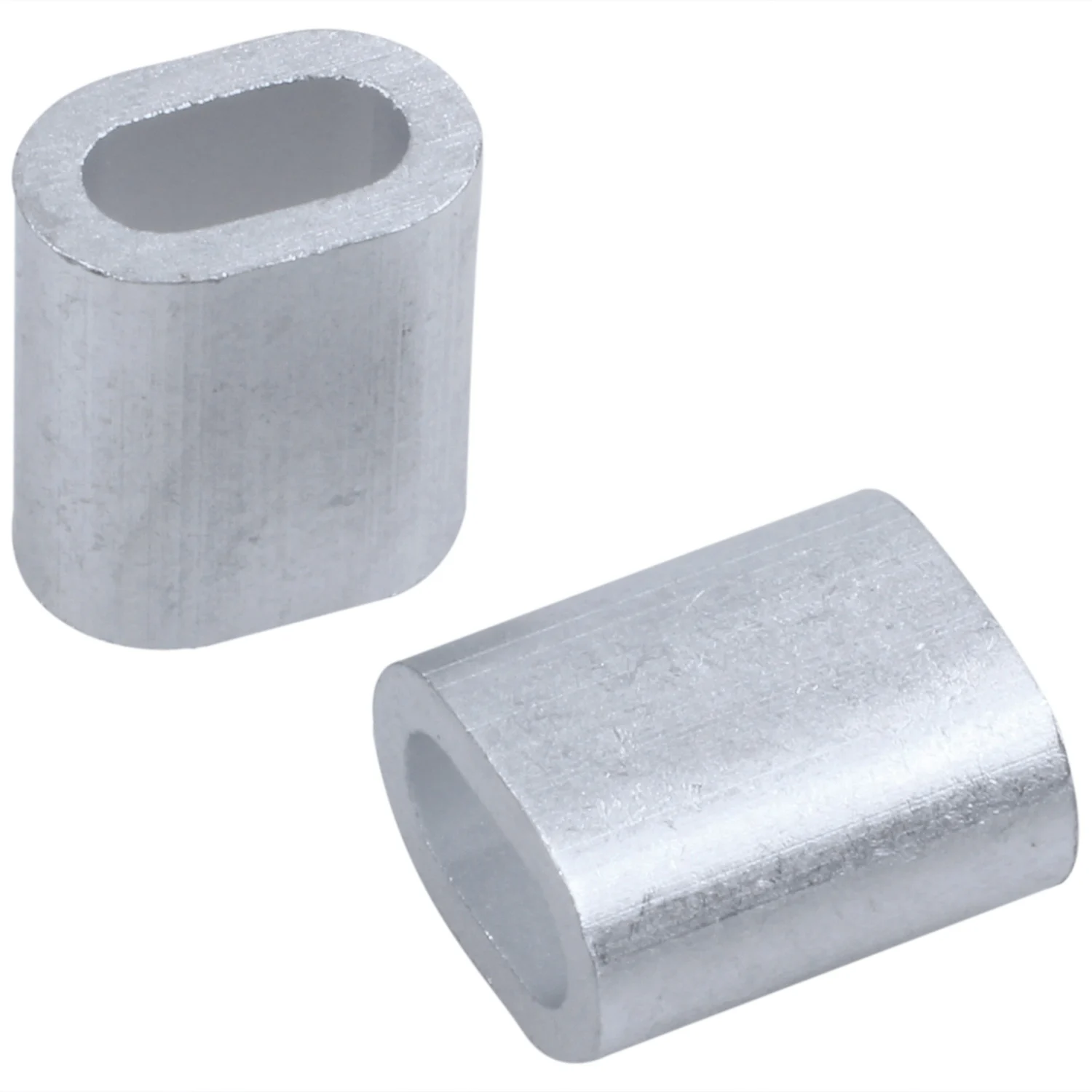 Abrazadera de cuerda de alambre de doble orificio de aluminio, manga de Clip de 2mm, 80 piezas