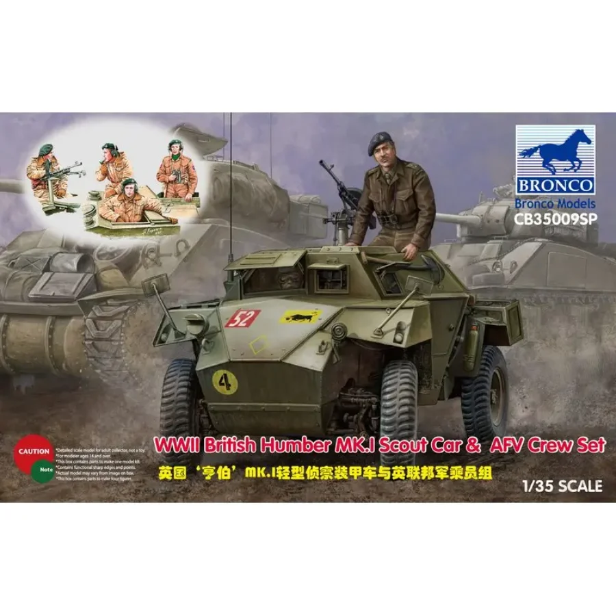 Modelo Militar CB35009SP 1/35 Carro de Reconhecimento Britânico Humber MK.I e Conjunto de Tripulação AFV BRONCO Kit de Montagem de Plástico DIY