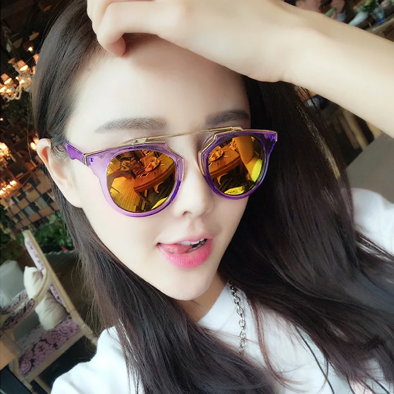 Vintage Women Sunglasses Luxury Brand Designer Mirror Round Sun Glasses Female Vintage Eyewear Oversized UV400 Oculos De Sol