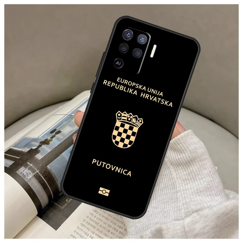 Croatia Passport Flag For OPPO A17 A57 A77 A53 A31 A5 A9 A96 A76 A15 A16 A54 A74 A94 A52 A72 A92 A93 A57s Case