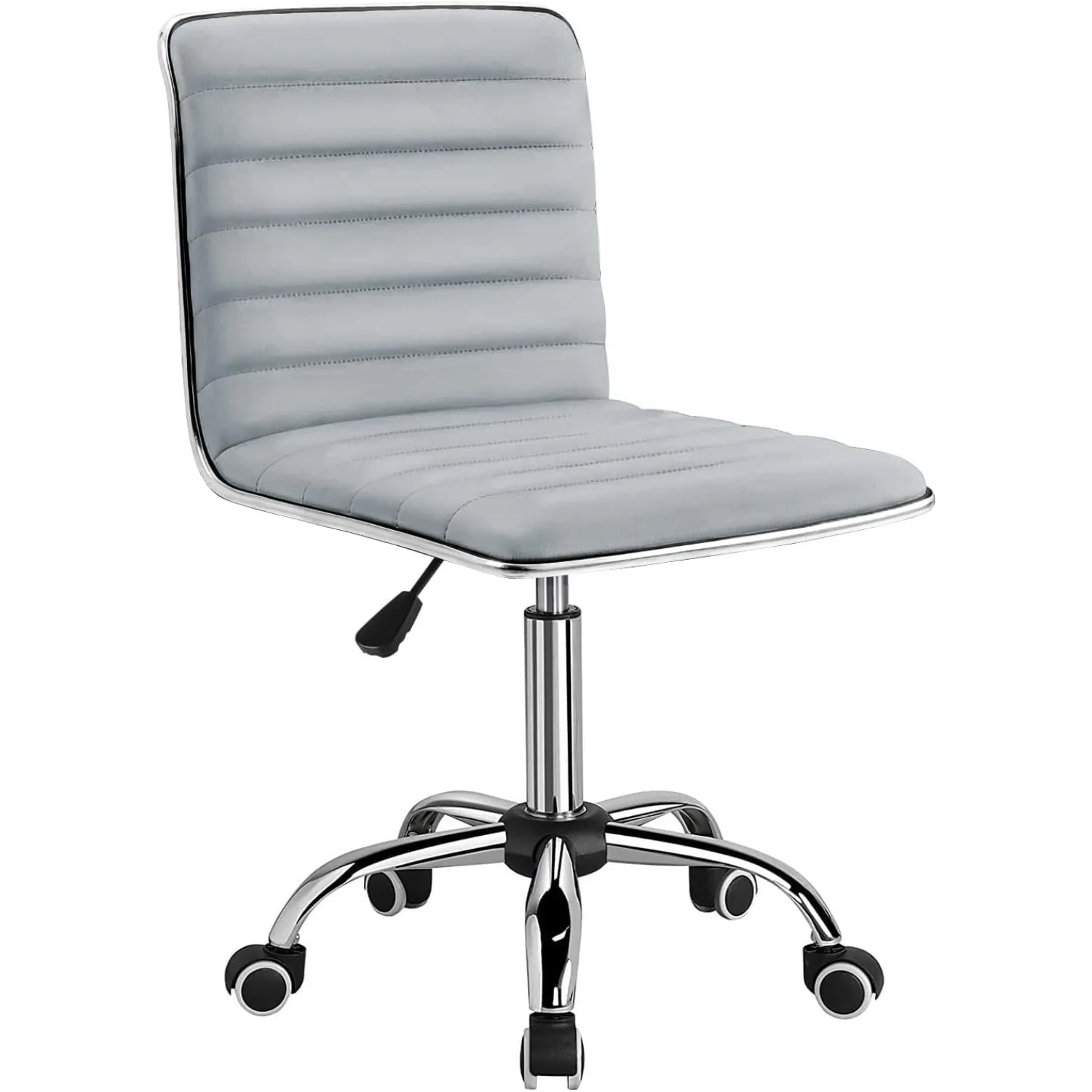 

Mid Back Task Chair,Low Back Leather Swivel Office Chair,Computer Desk Chair Retro with Armless Ribbed (Light Grey)