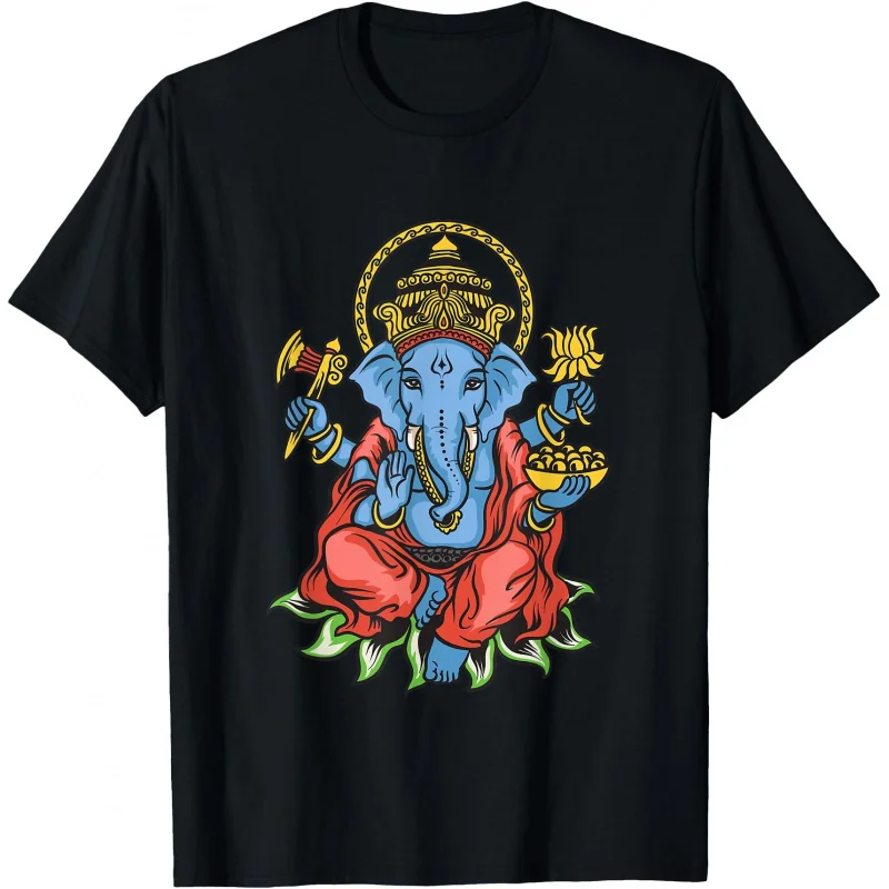 

0413 Elephant Om Yoga Ganesha Indian God Ganesh Gift T-Shirt Hindu Mythology print Short Sleeve Graphic clothes All size tops
