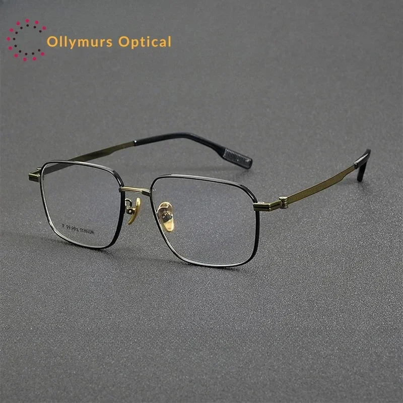 

Оправа для очков Ollymurs из чистого титана IP, квадратная, мужская, высококачественные оптические очки, высококлассные линзы по рецепту, Gafas