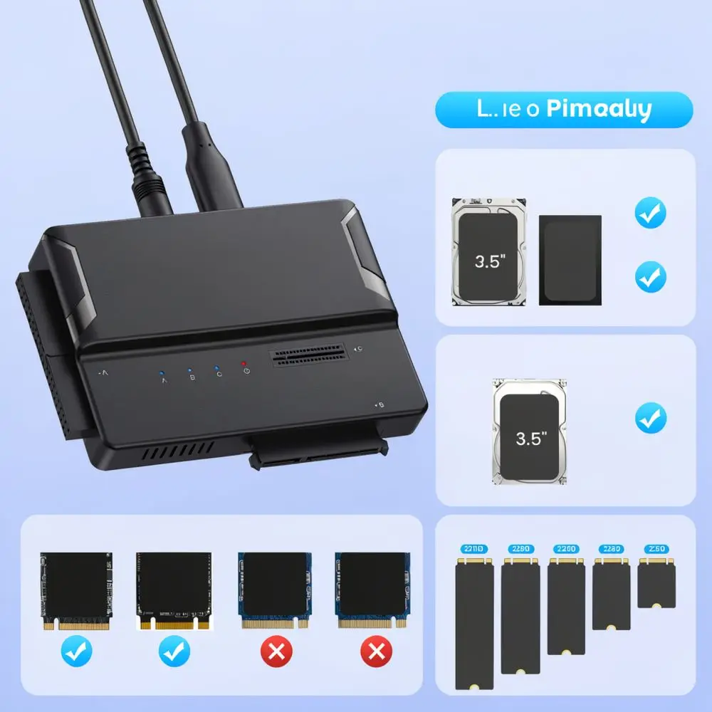 Compact USB 3.2 Type C Hard Disk Adapter For M.2 NVME SATA IDE HDD Reader External Storage Data Access Device