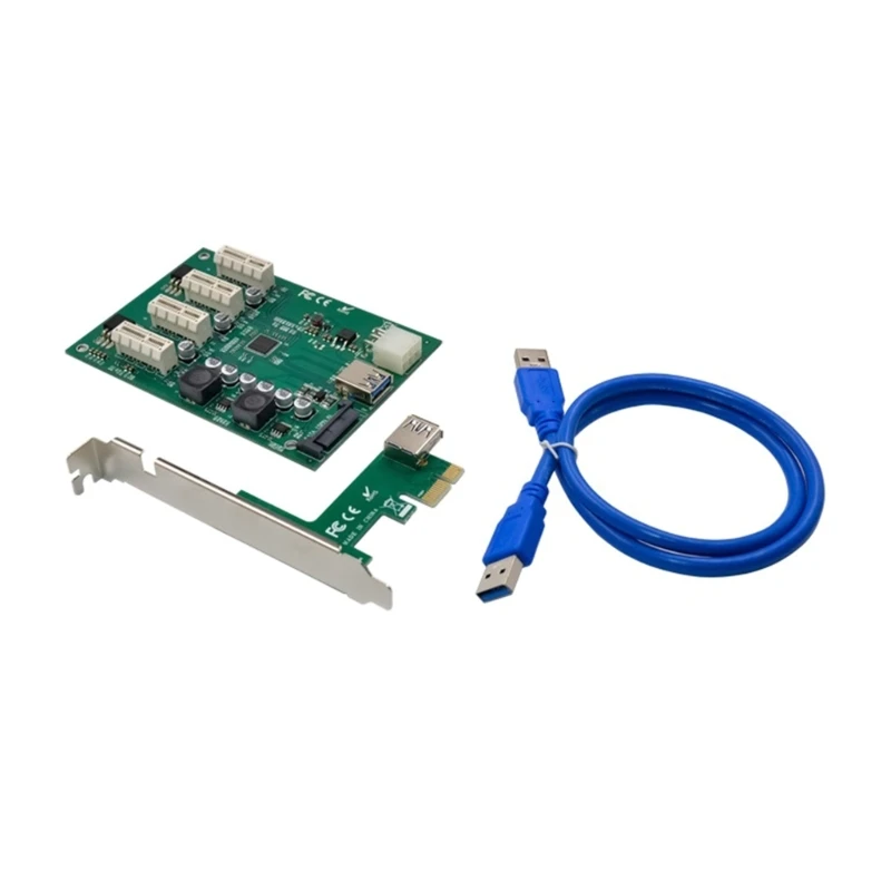 

PCIe to PCI-E 4 Ports Desktop Extended Card 1X USB Extender Board Desktop PCIe Converter ASM1184E