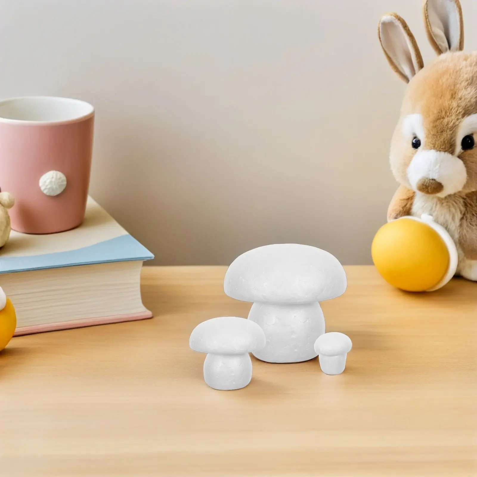 

14Pcs Unfinished Foam Mushrooms Blank White Miniature for DIY Painting Craft Home Decor Wedding Garden Accents