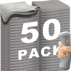 1/50pcs Gray Bamboo Charcoal Thickened Super Absorbent Dishcloth Oil Resistant Kitchen Wipes Microfiber Cleaning Cloths