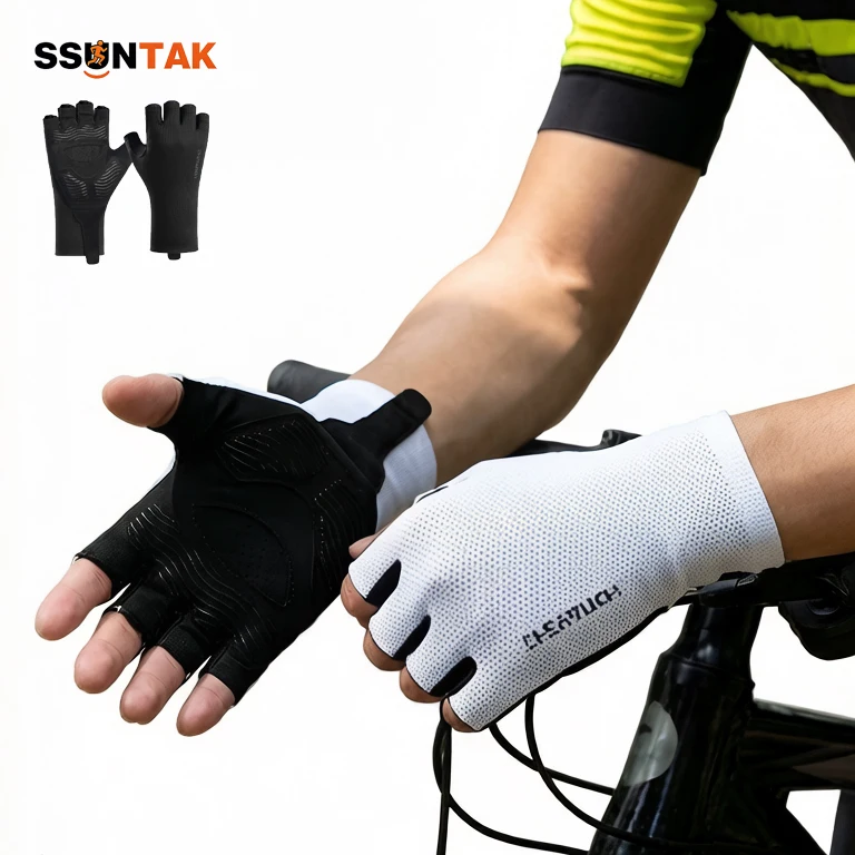 

SSUNTAK Half Finger Cycling Gloves Summer Breathable Anti-Slip High Elastic MTB Road Bicycle Sports Gloves for Men Women Fitness