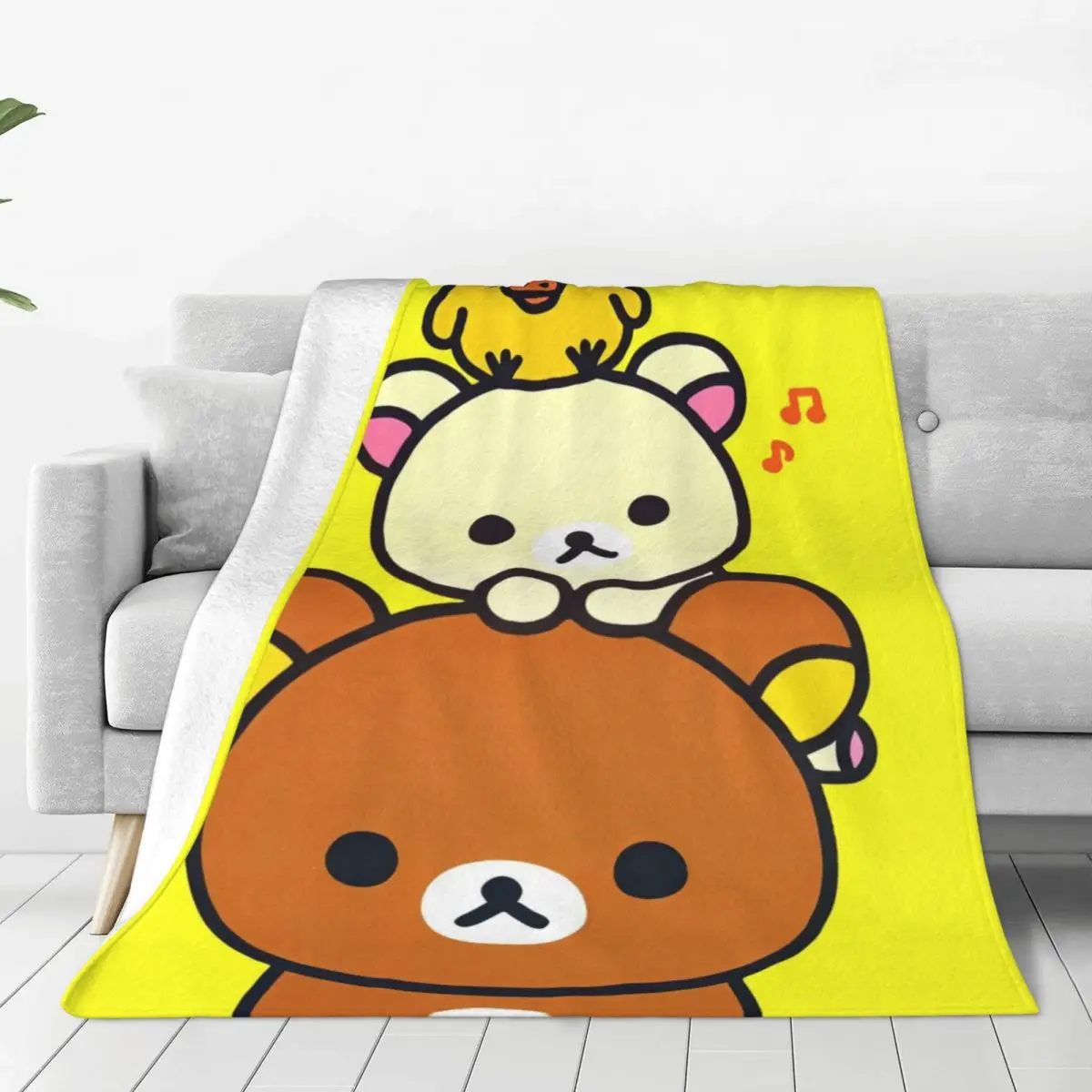 Rilakkuma Cartoon Blankets Warm Soft Comfortable Plush Throw Blanket For Couch Chair Decorative Flannel Bedspread Bed Cover