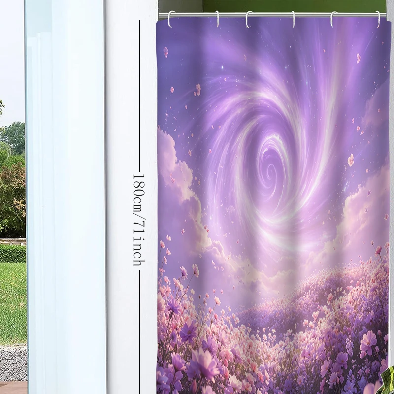1pc starry sky scene shower curtain with metal grommets, polyester bath curtain widow curtain bathroom decor & accessories