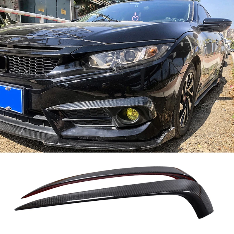 Front bumper fog lamp grille cover for Honda Civic 10th generation 2016-2019 carbon fiber front bumper air knife diffuser