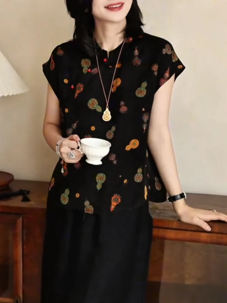 Ele Top adelgazante con estampado Floral nuevo chino Sle verano Faionable de talla grande para mujer irt Casual cómodo ajuste suelto