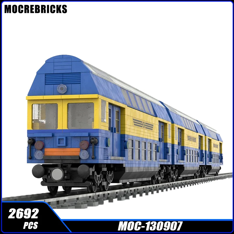 

MOC Railway Passenger Transportation Double Deck Train Building Blocks Assembly Model Bricks Display Children Holiday Gifts