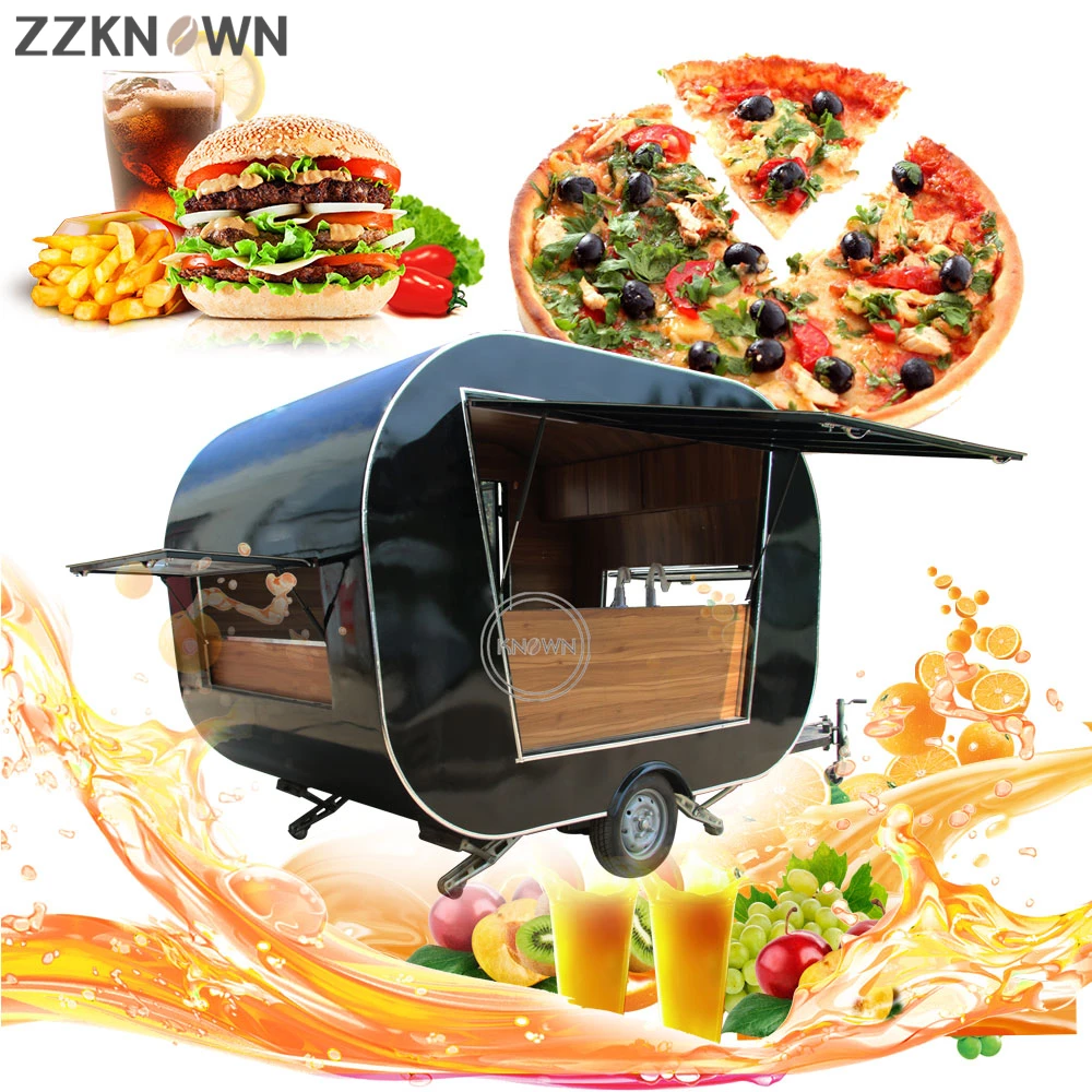 Mobiele Voedsel Winkelwagen Trailer Concessie Street Food Truck Van Ijs Koffie Catering Getrokken Kiosk