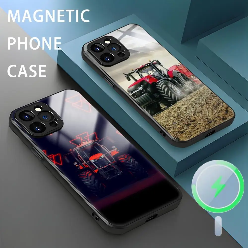 red-Massey Ferguson tractor Phone Case For iPhone 15 14 13 12 11 X XR XS XSMAX 8 7 Plus Mini Pro Max Glass Magnetic Phone Case