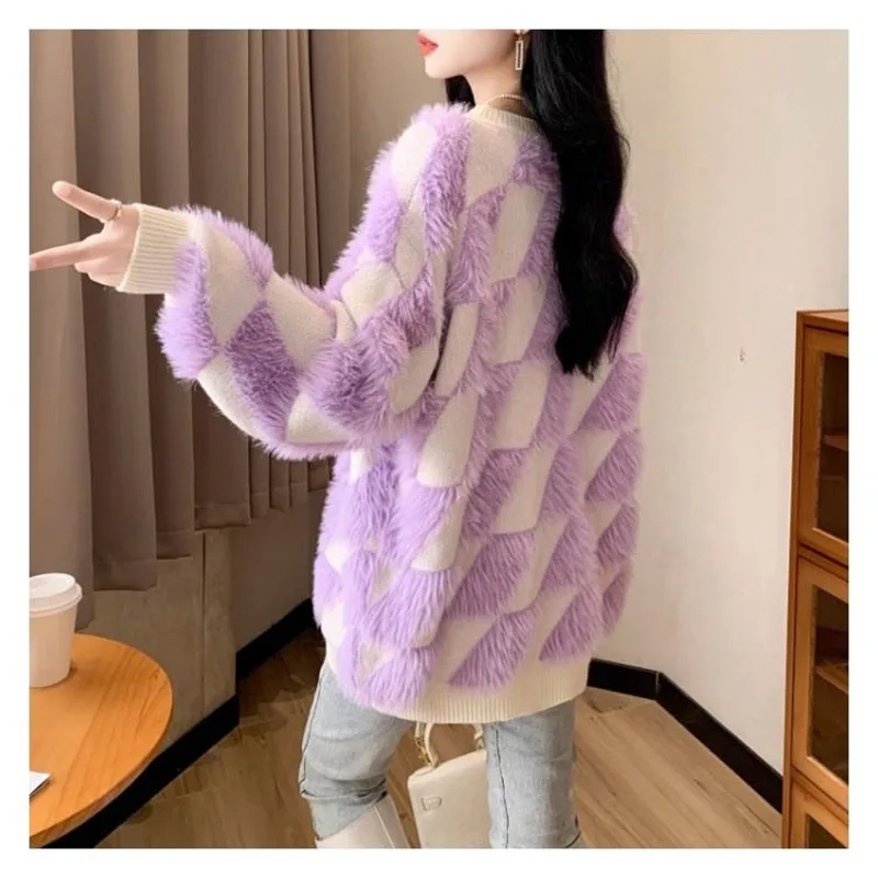 

Korean Loose Knitted Base Shirt Women's Outer Wear Autumn Winter New Fashion Long Sleeve All-Match Pullover Sweater Coat Tops