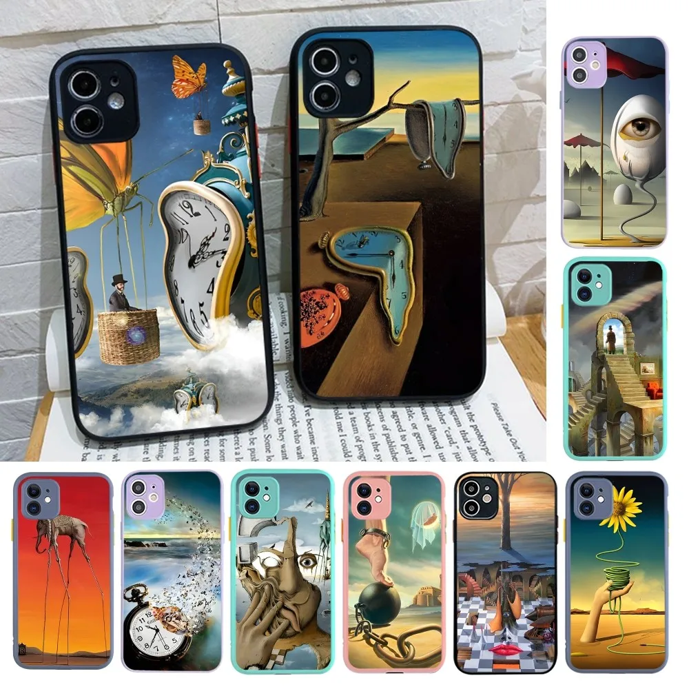 S-Salvador D-Dali Painting Phone Case For iPhone 14 X XR XS 7 8 Plus 11 12 13 pro MAX 13mini Matte Shockproof Case