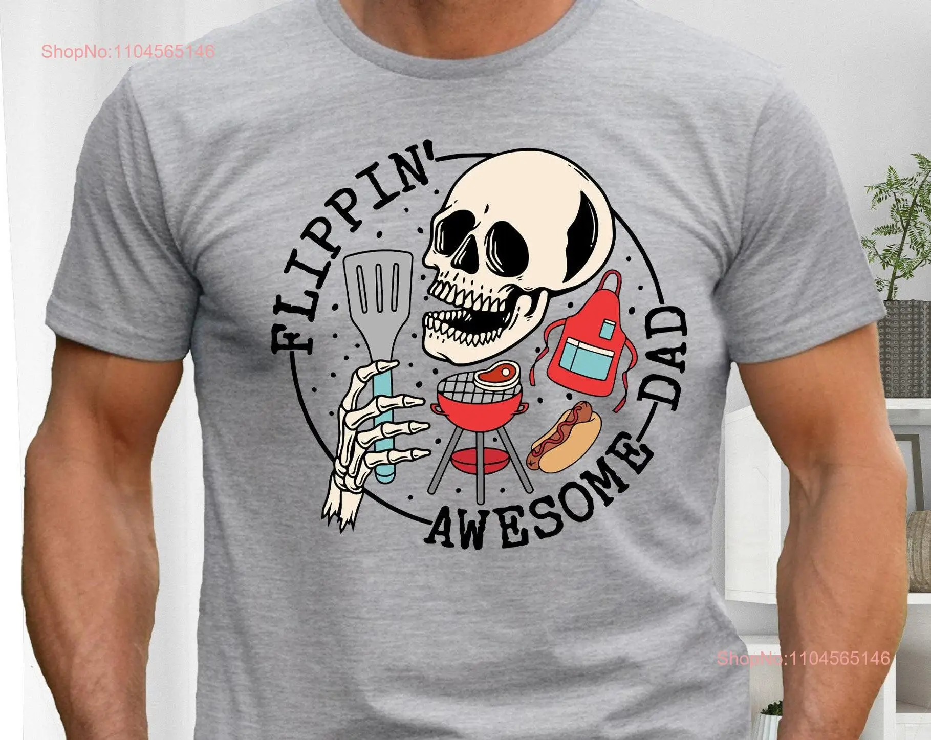 Flippin Awesome Dad T-shirt Skeleton Daddy Vaderdag Beste ooit Nieuwe Dada Man lange of korte mouwen
