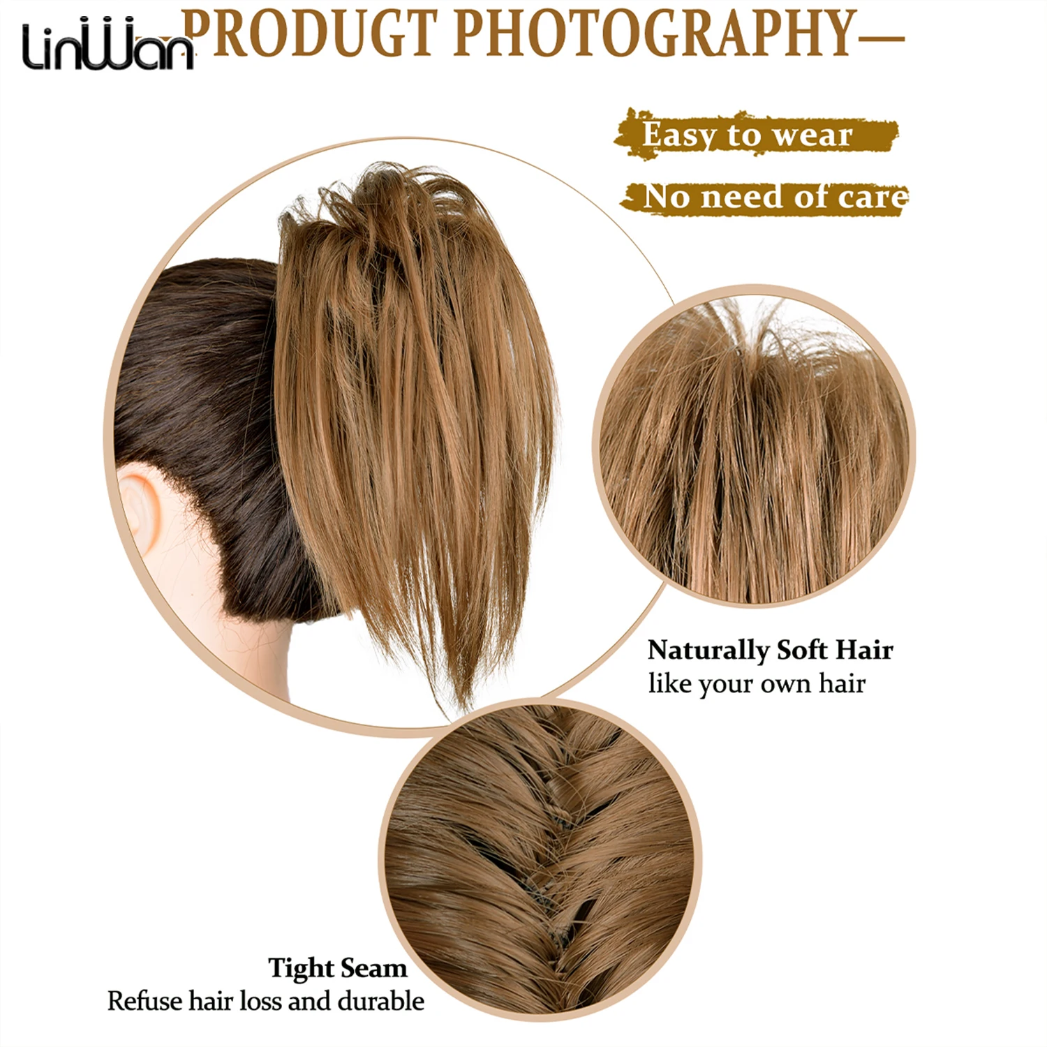 Extensiones de pelo sintético para mujer, moño de pelo liso, moño de garra esponjosa desordenado, envoltura Scrunchy, piezas de cabello falso Updo