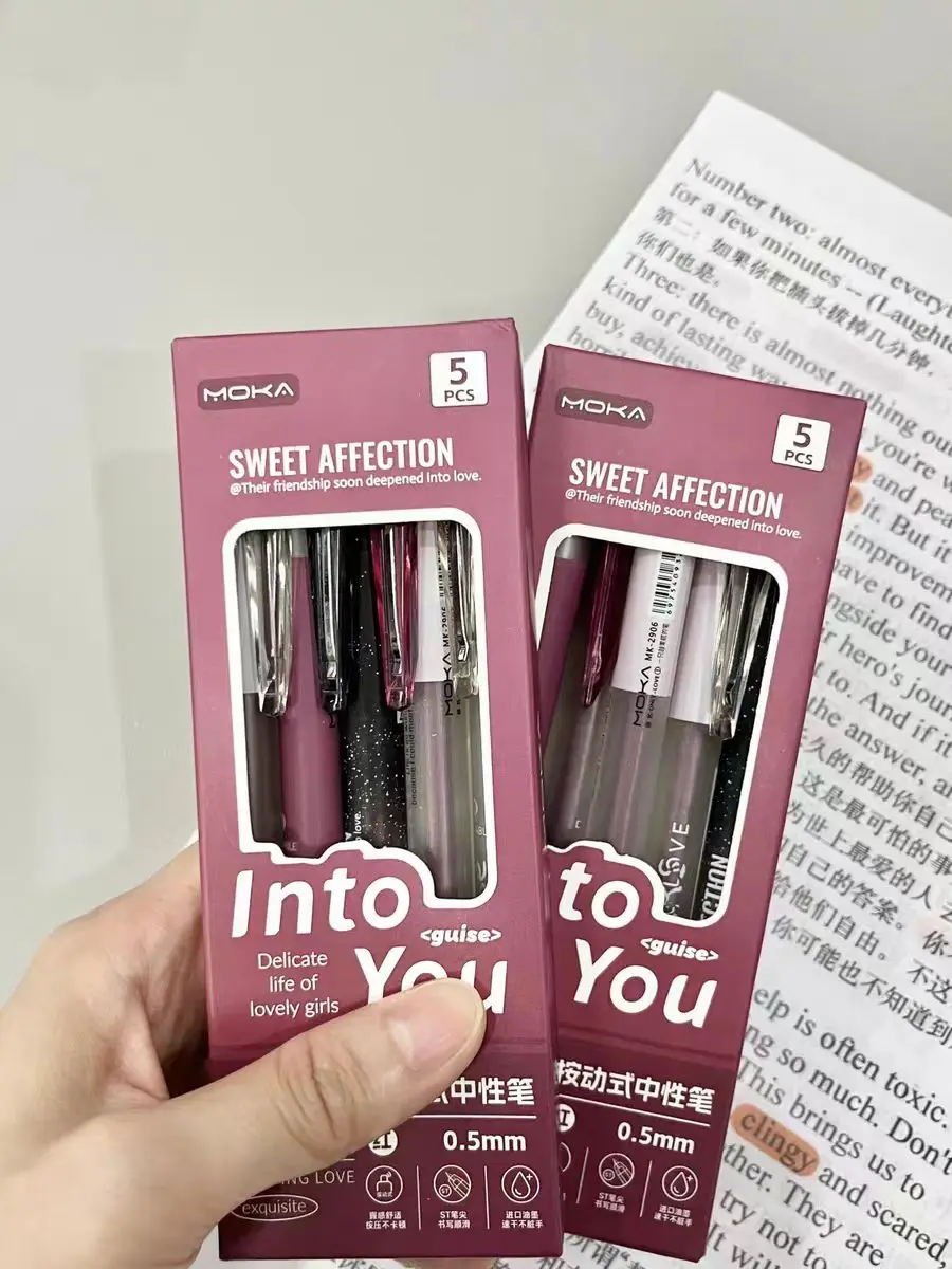 

5 шт., милая гелевая ручка в стиле ретро, американский стиль, красный цвет, серия, канцелярские гелевые ручки, 0,5 мм, черные чернила, ручка для скрапбукинга, ручка для школьников