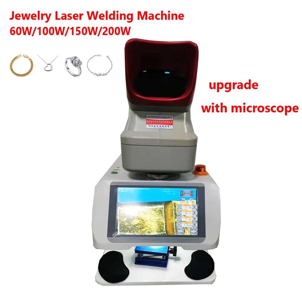 200W Jewelry Laser Spot Welding Machine with Microscope Touch Screen Control Micro Soldering for Gold Silver Chain Ring Pendant